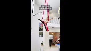 Aerial Yoga tutorial - Cool Split on Aerial Hammock from Crossback straddle! 😄