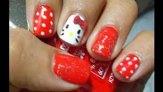 HELLO KITTY NAIL | SHORT NAILS | Nail design for beginners