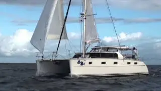 Antares catamaran sailing with screecher