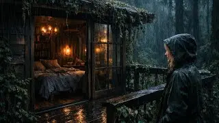 Rain Sounds for Sleeping - ASMR Heavy Rain On Cabin Forest to Calm Anxiety & Sleep Fast
