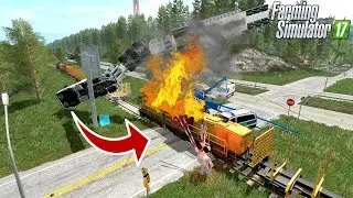 LS17 - 5000 KM/H Geisterzug zerstört Schwertransporter + Kran von Bauhof Weber 👻😥 Fail!