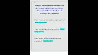 MLS ASCP Microbiology Actual Exam Newest 2025 2026 Complete All Questions And Correct Detailed Answe
