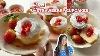 Bakery style strawberry cupcakes | EGGLESS | homemade STRAWBERRY COMPOTE