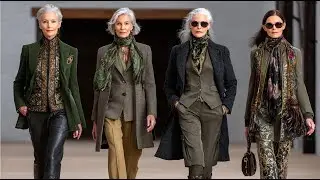 Ralph Lauren осень/зима 2025: изысканные образы в глиняных и песочных тонах для женщин старше 60 лет