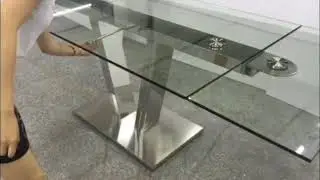 ETOILE TABLE REPAS VERRE TREMPE AVEC ALLONGE