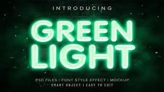 free photoshop green light text mockup