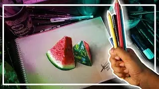 Drawing 3D watermelon | speedart | NODX ART