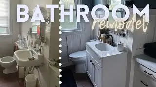 FIXER UPPER BATHROOM REMODEL / Bead Board Bathroom / Blue and White Bathroom / Main Bathroom Remodel