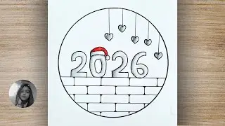 Как нарисовать новогодний рисунок в 2026 году | Рисунок для новогодней открытки | Простой новогод...