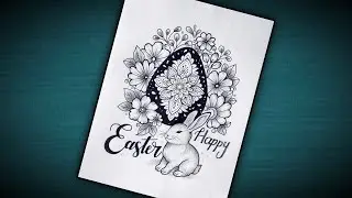 Easter special Drawing/Easter Egg and Bunny drawing with mandala art/Easter Mandala art/Happy Easter