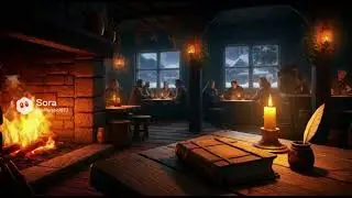 Medieval Tavern Fireplace Ambience 🕯️🔥 Rustic Night Warmth (1 Hour)