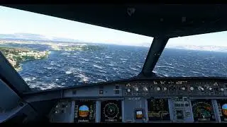 crosswind landing in corfu strong windy 52 kt. from the right