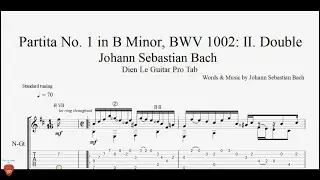 How to Play Bach&rsquo;s Partita No.1 in B Minor,BWV1002: II.Double on Guitar - Baroque Music Tutorial TAB