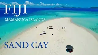 Sand Cay: Aerial View of Fiji's Pristine White Sand Island フィジーのサンドケイ ドローン撮影