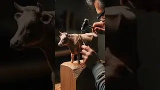 Village Craftsman Carving & Painting a Wooden Cow |#cow #art #ai