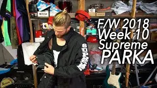 Supreme F/W 2018 week 10 Sleeve logo sideline parka BLACK