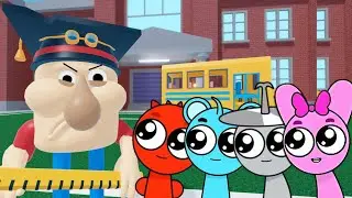 Sprunki Baby Raddy & Sky & Clukr & Pinki Played Epic School Escape Obby in ROBLOX 
