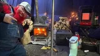 Hot Tent ⛺️ Camping in -8 degrees in Michigan