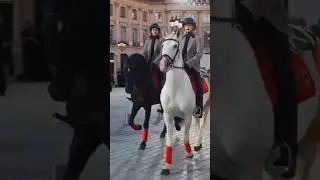 Gigi Hadid & Kendall Jenner arrive on horseback at Vogue World Paris 2024