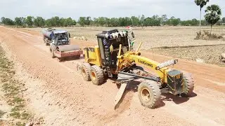 Powerful Motor Grader Building Road Foundation, Best Road Construction in The World,