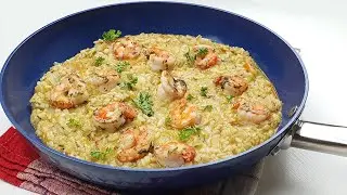 how to make perfect creamy Parmesan shrimp risotto with safran