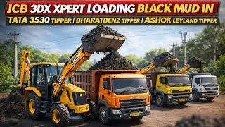 JCB 3dx Xpert Loading Black Mud in TATA3530 Tipper | Bharatbenz Tipper | AshokLeyland Tipper