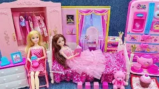 13 Minutes Satisfying with Unboxing Barbie Pink Wardrobe & Bedroom Collection Toys Review｜ASMR