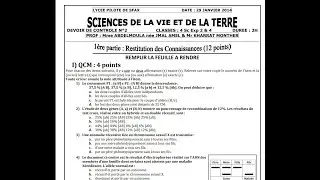 SVT-Devoir de Controle 2-Bac Sciences