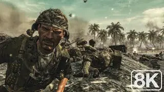 Battle of Peleliu 1944｜Japanese Army VS 1st Marine Division｜Call of Duty WaW｜Veteran｜8K