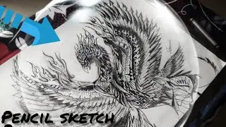 Pencilsketch / inkpen drawing of Phoenix bird | black & white | drawing | art