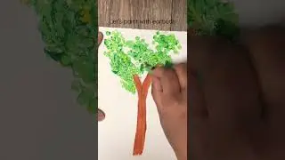 Easy tree painting with earbuds | #shorts #creative #earbuds # #art #youtubeshorts