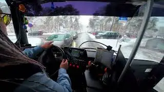 [Onboard] Snowy Midday Bus Ride &ndash; Falling Snow, Wet Streets & Calm City Flow (4K POV)