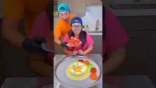 Pikachu cake vs watermelon ice cream challenge! 🍨 #funny #pokemon #shorts by Ethan Funny Family