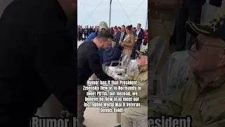 Ukrainian President Zelensky introduces himself to World War II Veteran Dennis Boldt in Normandy.