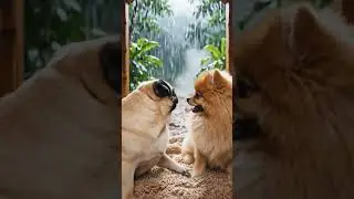 dogs waiting for rain #viralshort#dog #rain ##usa #youtubeshorts #house