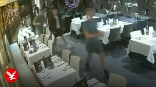 Moment 'dine and dashers' flee £200 bill at Indian restaurant