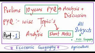 Part 1 | Economic Geography (Agriculture) | UPSC Prelims PYQ Topic Analysis with Revision | 2026