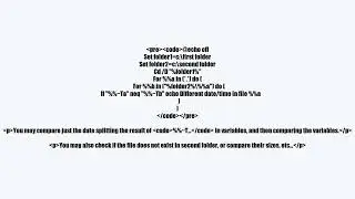 Batch file to compare 2 folders