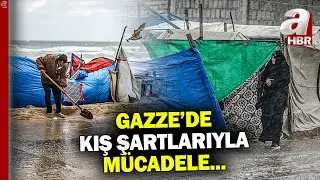 Gazze'de kış şartlarıyla mücadele! İsrail'in saldırıları devam ediyor | A Haber