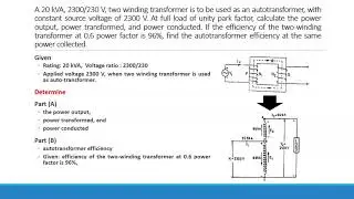 Isolation Transformer and Numerical on Auto-transformer
