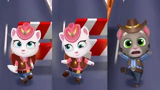 Talking Tom Gold Run 🐈 - Cowboy Tom Vs Cowboy Angela Gameplay #Shorts