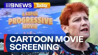 Pauline Hanson pushes cartoon movie trailer screening despite ban from Parliament | 9 News Australia