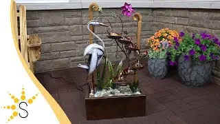 Sunnydaze Metal Crane Tiered Waterfall Decorative Garden Outdoor Water Fountain - SSS-436 *