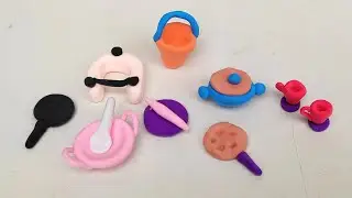Amazing  technique make mini polymer clay kitchen set | miniature clay kitchen | primitive kitchen