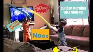 Pool Noodle Sword FIGHT!!! Plus singing and speed cleaning!