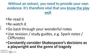 Revising Othello for Section B