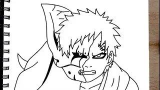 How to draw GAARA HALF SHUKAKU STEP BY STEP from Naruto