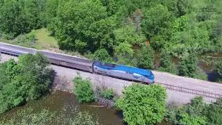 Amtrak Wolverine with Heritage Baggage car! (Drone Video)