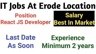 React JS Developer Job || IT Job at Erode || Erode jobs || Tamila just know it