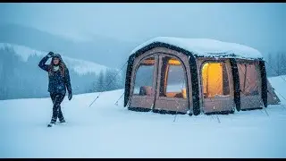 CAMPING IN HEAVY SNOW WITH A 2-ROOM INFLATABLE TENT